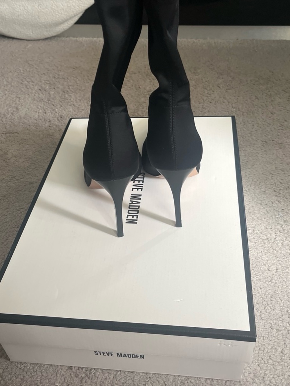 Steve Madden Black Stretch Stiletto Booties